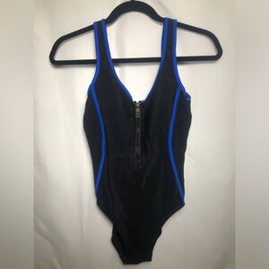 Women’s Black/Blue/Zippered Swimsuit. Size 10
